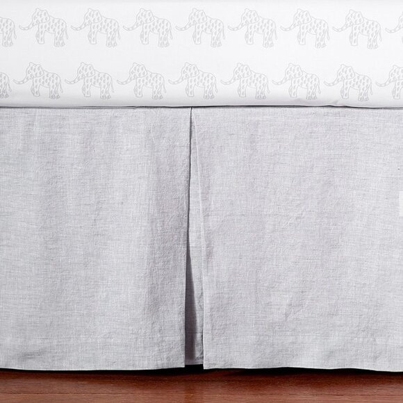 Pottery Barn Kids Belgian Flax Linen Crib Skirt Chambray - Picture 1 of 5